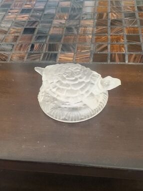 Vintage Fenton Frosted Glass Turtle
